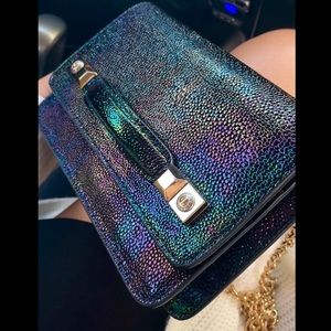 🌈 Henri Bendel Petrol RARE Carlyle Clutch Wallet on String Bag